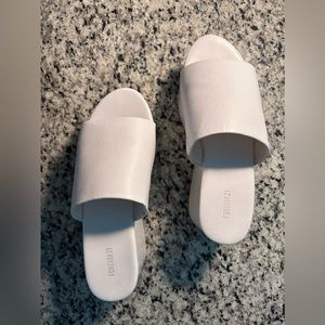 Faux leather platform slide on sandals. White. Only worn once.